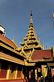 Myanmar - Mandalay, The Royal Palace. The Burmese pyatthat represents Mt. Meru, the central axis of the world, and stands above the king's throne.